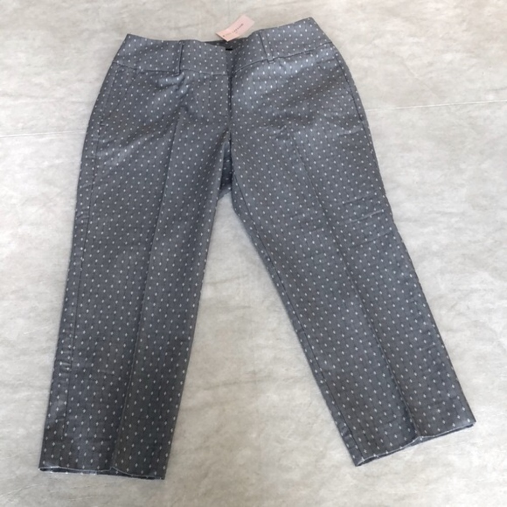 Ann Taylor Women's Curvy Cropped Leg Trouser Pants Gray White Diamond Size 2P - Picture 2 of 14